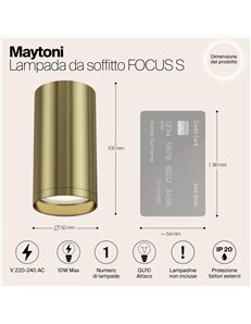 Lampada da soffitto FOCUS S ottone GU10 Technical 2