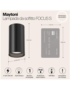 Lampada da soffitto FOCUS S nero GU10 Technical 2