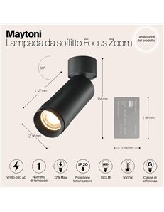 Lampada da soffitto Focus Zoom nero LED Technical 2