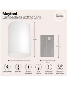 Lampada da soffitto Slim bianco GU10 Technical 2