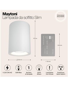 Lampada da soffitto Slim bianco GU10 Technical 2