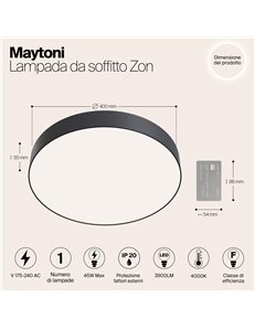 Lampada da soffitto Zon nero LED Technical 2