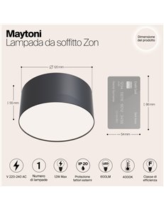 Lampada da soffitto Zon nero LED Technical 2