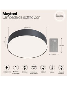 Lampada da soffitto Zon nero LED Technical 2