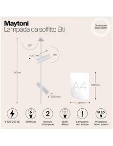 Lampada da soffitto Elti bianco GU10 Technical 2