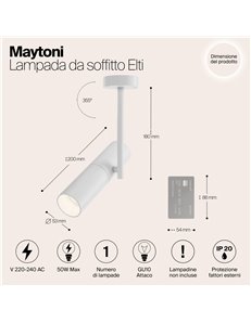 Lampada da soffitto Elti bianco GU10 Technical 2