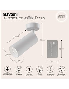 Lampada da soffitto Focus bianco GU10 Technical 2