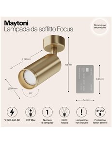 Lampada da soffitto Focus oro opaco GU10 Technical 2