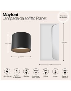 Lampada da soffitto Planet nero LED Technical 2