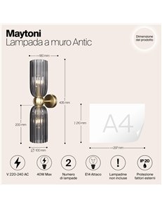 Applique lampada da parete Antic oro E14 Maytoni 2