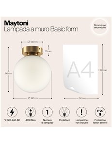 Applique lampada da parete Basic form oro E14 Maytoni 2