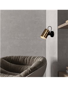 Applique lampada da parete Elori nero e ottone E27 Maytoni 2