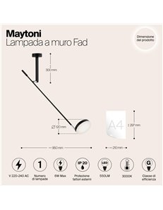 Applique lampada da parete Fad nero LED Maytoni 2