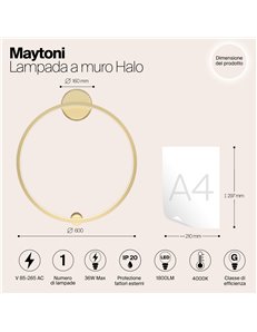 Applique lampada da parete Halo ottone LED Maytoni 2