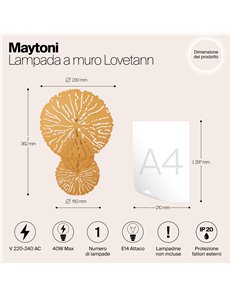 Applique lampada da parete Lovetann oro E14 Maytoni 2