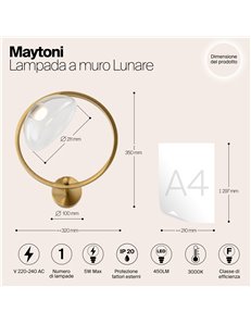 Applique lampada da parete Lunare ottone LED Maytoni 2