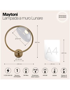 Applique lampada da parete Lunare ottone LED Maytoni 2