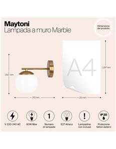 Applique lampada da parete Marble ottone E27 Maytoni