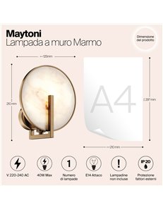Applique lampada da parete Marmo ottone E14 Maytoni 2