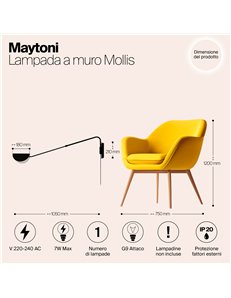 Applique lampada da parete Mollis nero G9 Maytoni 2