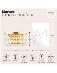 Applique lampada da parete Dune oro E14 Maytoni 2