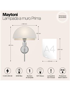 Applique lampada da parete Prima cromo E27 Maytoni 2