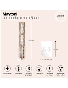 Applique lampada da parete Facet oro E14 Maytoni 2