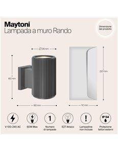 Applique da giardino Rando grigio E27 Outdoor 2