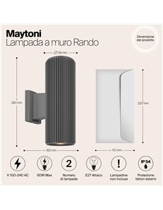 Applique da giardino Rando grigio E27 Outdoor 2