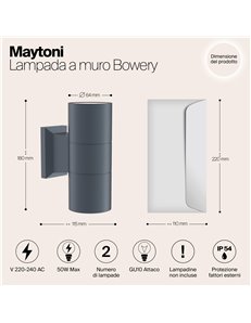 Applique da giardino Bowery grigio GU10 Outdoor 2