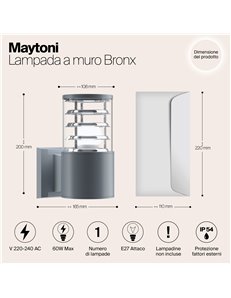 Applique da giardino Bronx grigio E27 Outdoor 2