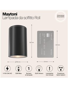 Lampada da soffitto Roll nero GU10 Outdoor 2