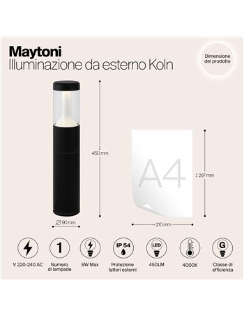 Paletto giardino Koln nero LED Outdoor