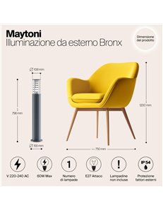 Paletto giardino Bronx grigio E27 Outdoor 2