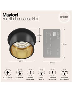 Faretto da incasso Reif nero GU10 Technical 2