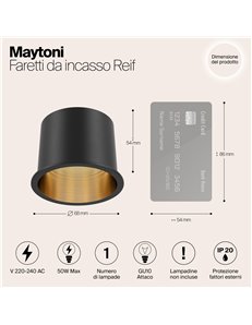 Faretto da incasso Reif nero GU10 Technical 2