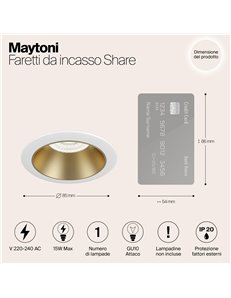 Faretto da incasso Share oro bianco e opaco GU10 Technical 2