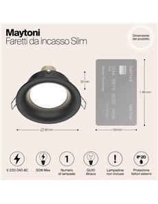 Faretto da incasso Slim nero GU10 Technical 2