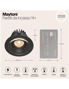 Faretto da incasso Yin nero LED Technical 2