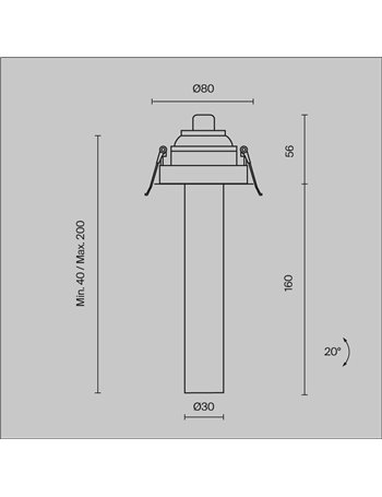 Faretto da incasso Focus T nero LED Technical
