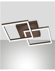 Bard plafoniera moderna 39w luce calda LED doppio quadrato dimmerabile corten