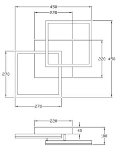 Bard plafoniera moderna 39w luce calda LED doppio quadrato dimmerabile corten 2
