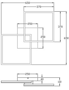 Bard plafoniera smart LED 52w luce calda doppio quadrato dimmerabile antracite 2