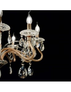 IDEAL LUX: Negresco sp10 lampadario sospensione cristallo molato bracci in vetro soffiato dorato 10 2