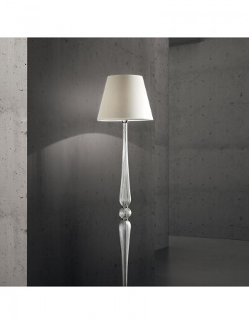 IDEAL LUX: Dorothy trasparente piantana in vetro con struttura in metallo paralume tessuto in