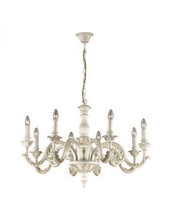 IDEAL LUX: Giglio sp8 lampadario classico effetto legno bianco argento oro in offerta