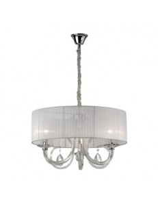 IDEAL LUX: Swan sp3 lampadario paralume organza corpo luce in vetro 3 luci in offerta