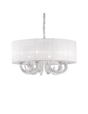 IDEAL LUX: Swan sp6 lampadario paralume organza corpo luce in vetro 6 luci in offerta