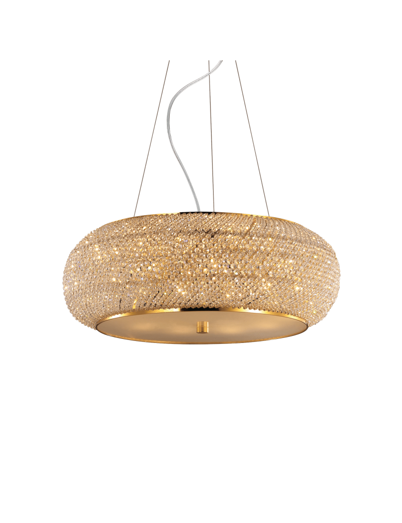 IDEAL LUX: Pasha oro lampadario elegante diffusore perle di cristallo 10 luci in offerta