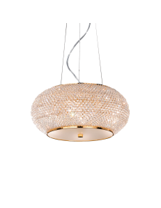 IDEAL LUX: Pasha oro lampadario elegante diffusore perle di cristallo 6 luci in offerta